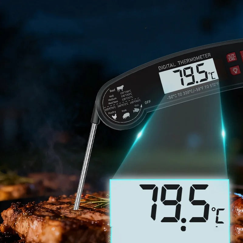 Precision Chef Instant Read Thermometer with Backlit Display
