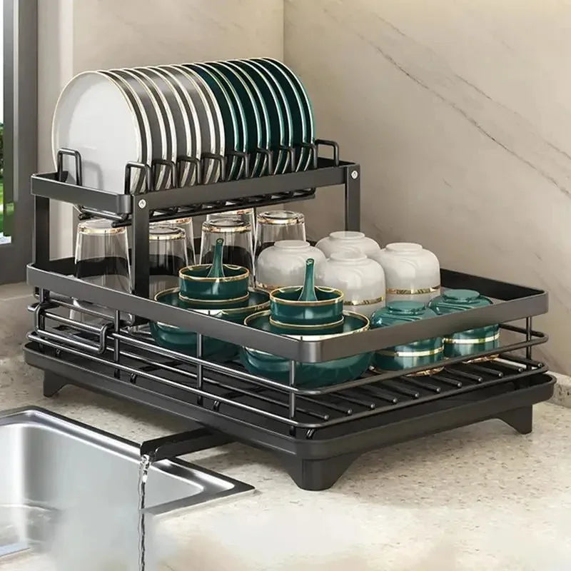 Compact Countertop Dish Organizer with Removable Racks