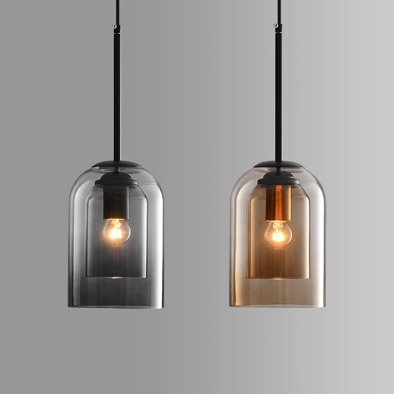 Smoky Double-Layer Glass Pendant Light