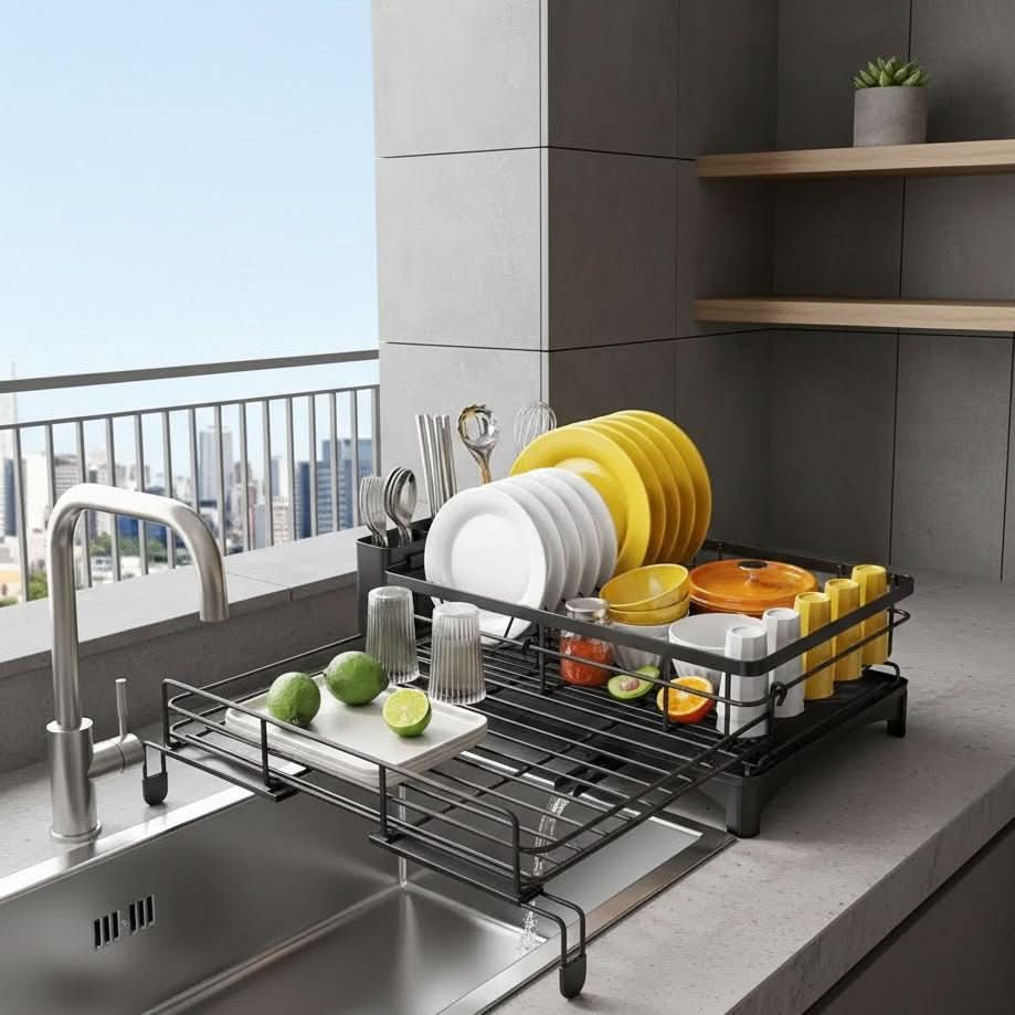 Effortless Dish Drying Rack with Drip Tray for Neat Spaces