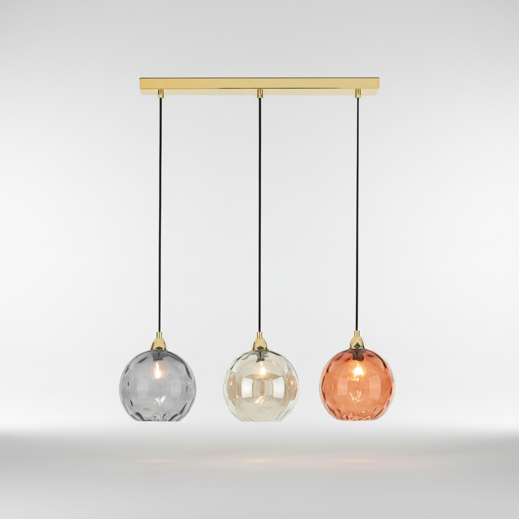 Glass Cluster Light with Three Arms