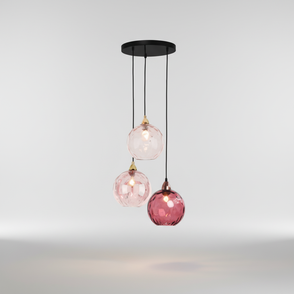 Glass Cluster Light with Three Arms