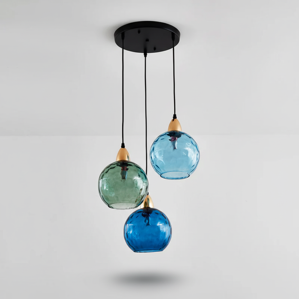 Glass Cluster Light with Three Arms