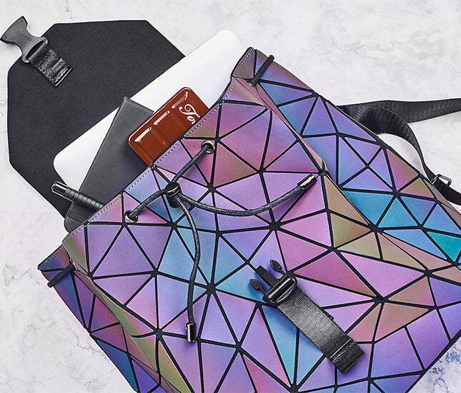 Transformative Color-Shift Backpack with Reflective Elements