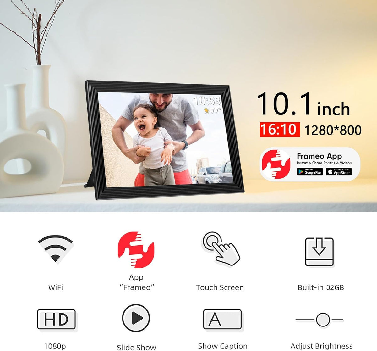 10.1-Inch Smart Digital Display with Video & Camera Features