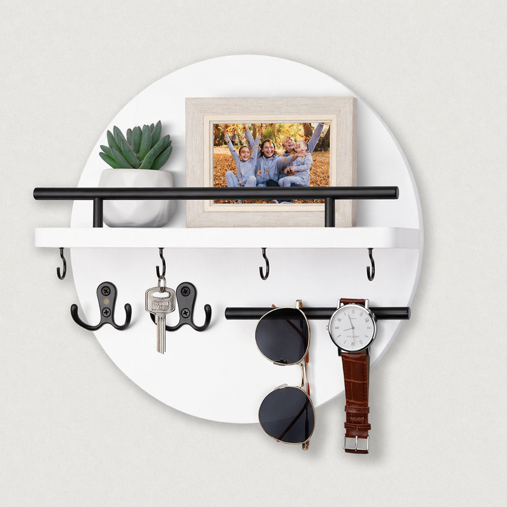 Sustainable Round Key Organizer | Chic Wooden Wall Holder