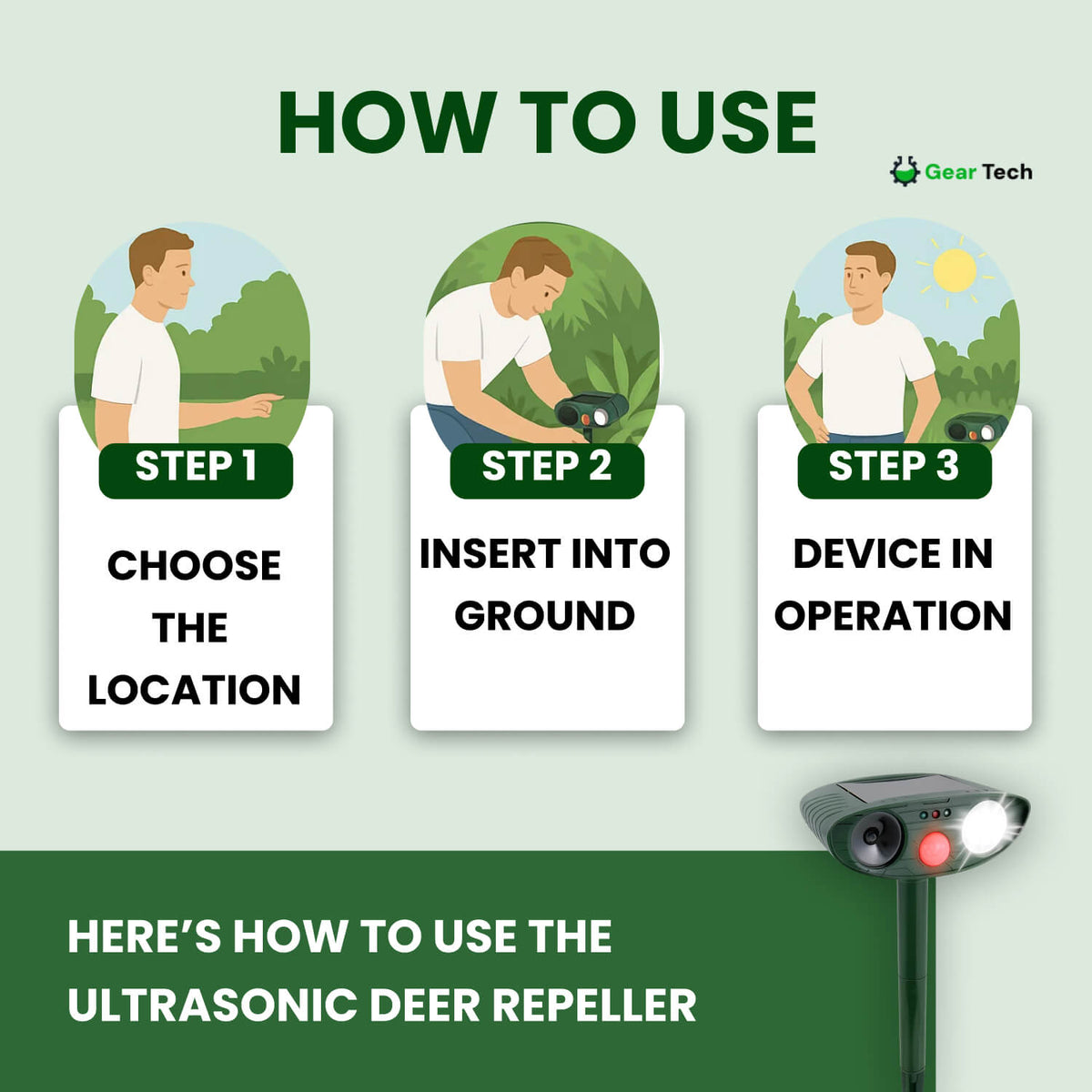 NatureShield | Solar-Operated Ultrasonic Deer Deterrent with Motion Detection