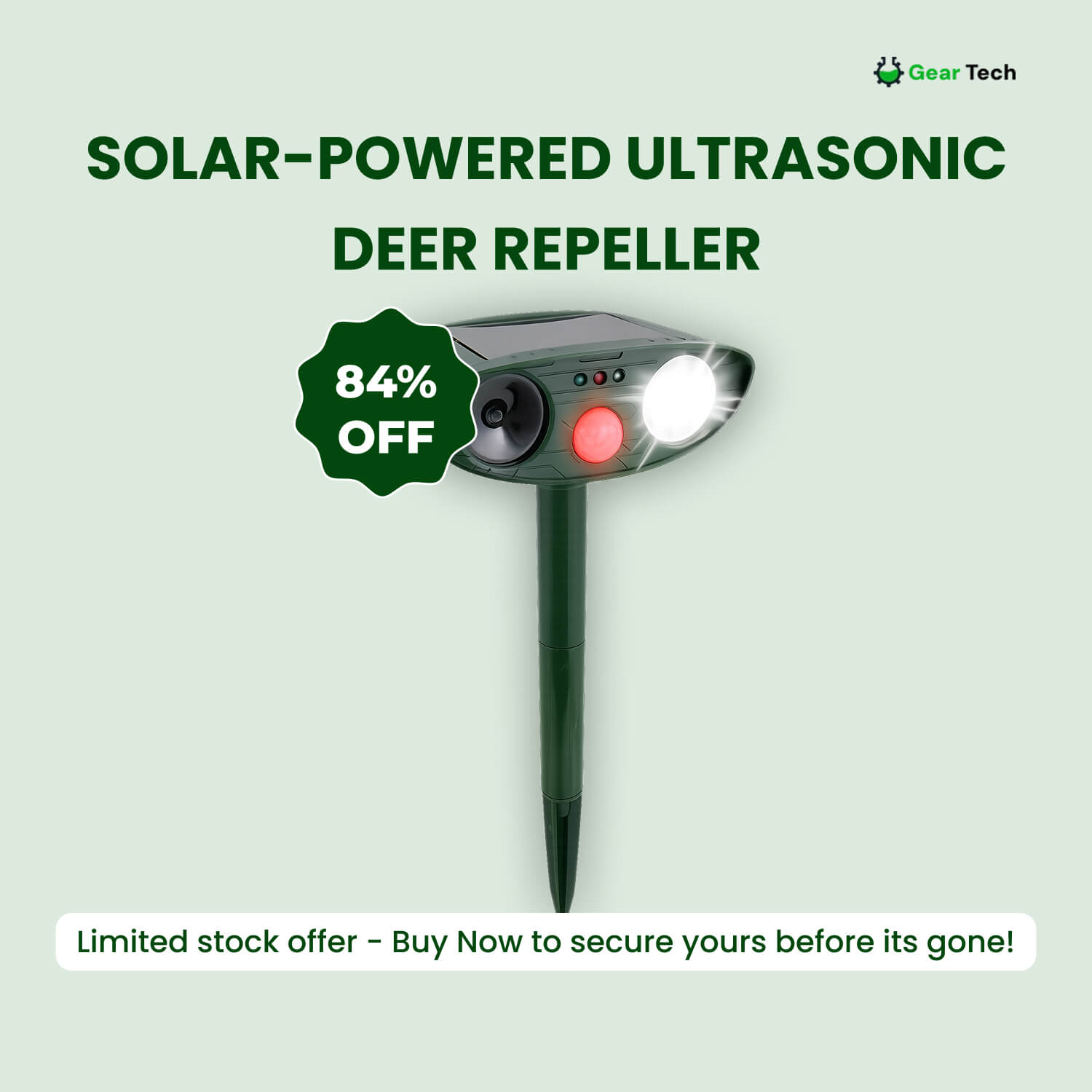 NatureShield | Solar-Operated Ultrasonic Deer Deterrent with Motion Detection