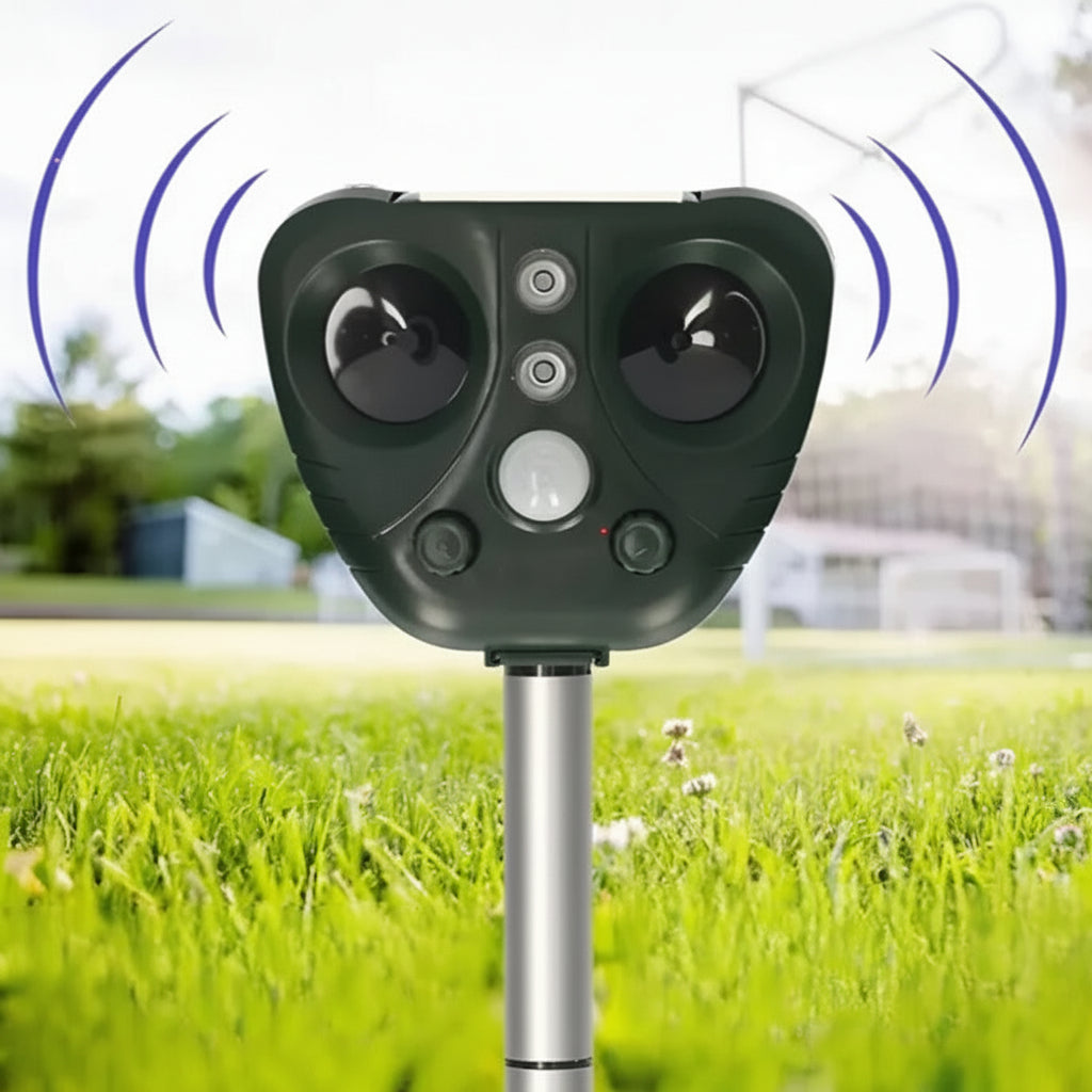 NatureShield | Solar-Powered Ultrasonic Bird Deterrent with Lights