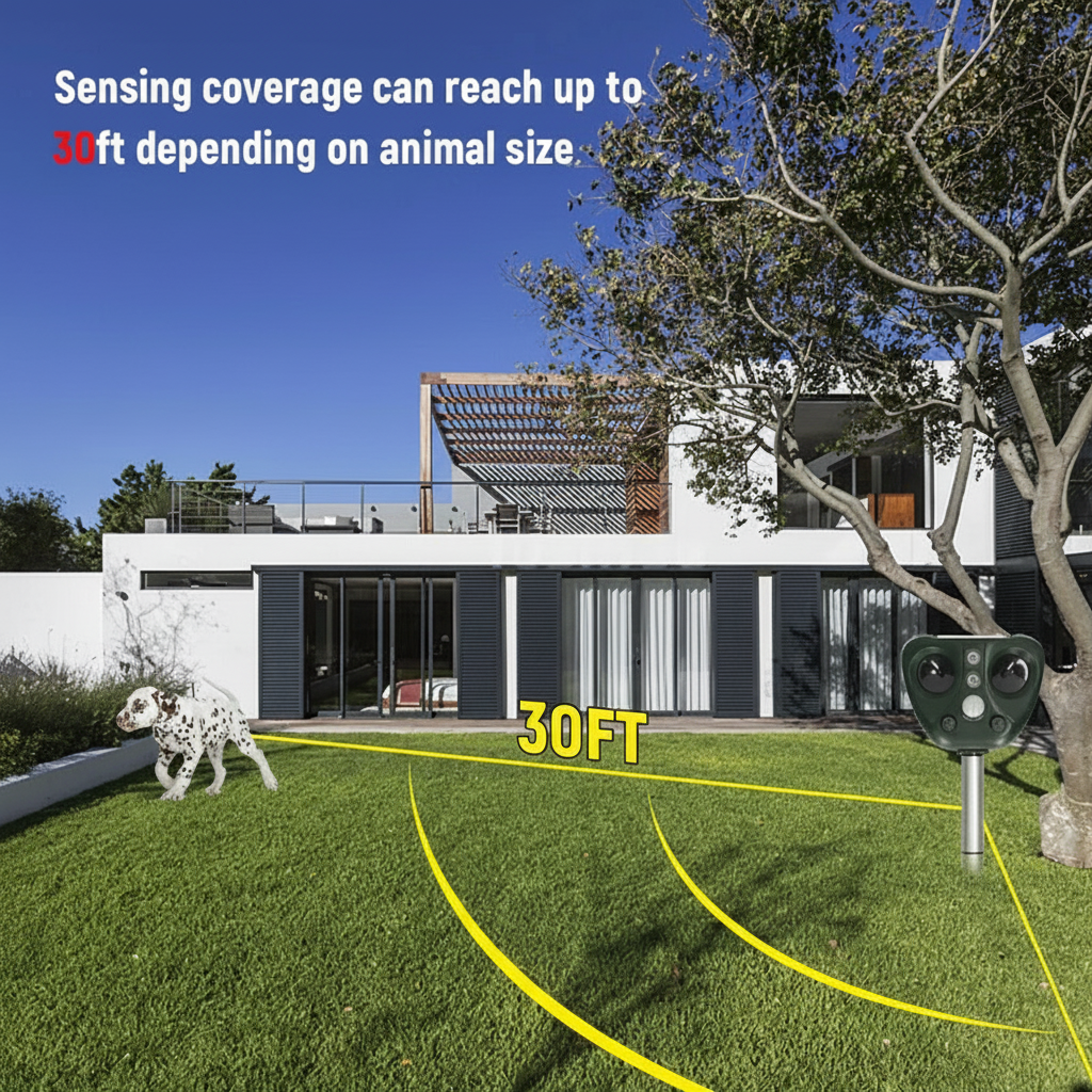 NatureShield | Solar-Powered Ultrasonic Bird Deterrent with Lights