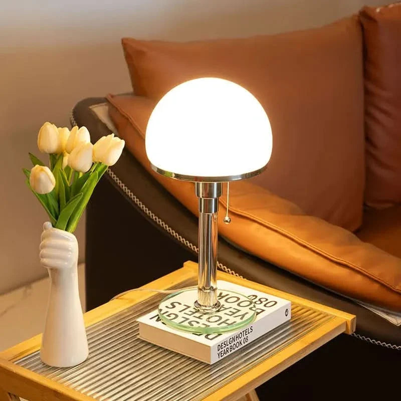 LuxeGlow – Vintage Glass Table Lamp with Bauhaus Flair