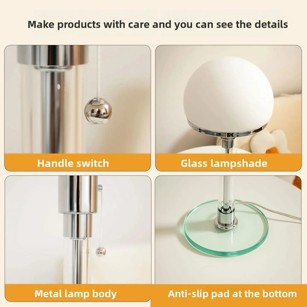 LuxeGlow – Vintage Glass Table Lamp with Bauhaus Flair