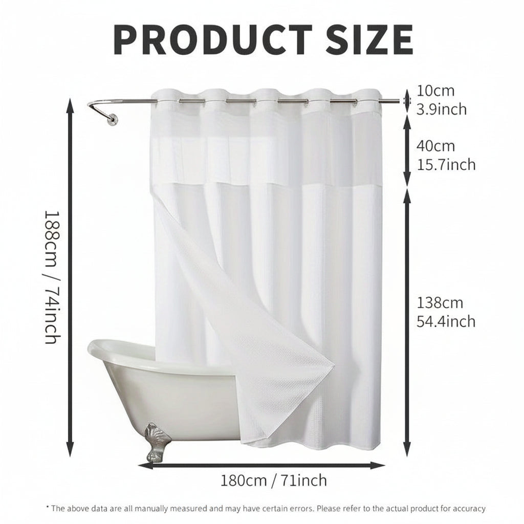 Chic Two-Tone Shower Curtain Set with Soft Fabric Texture