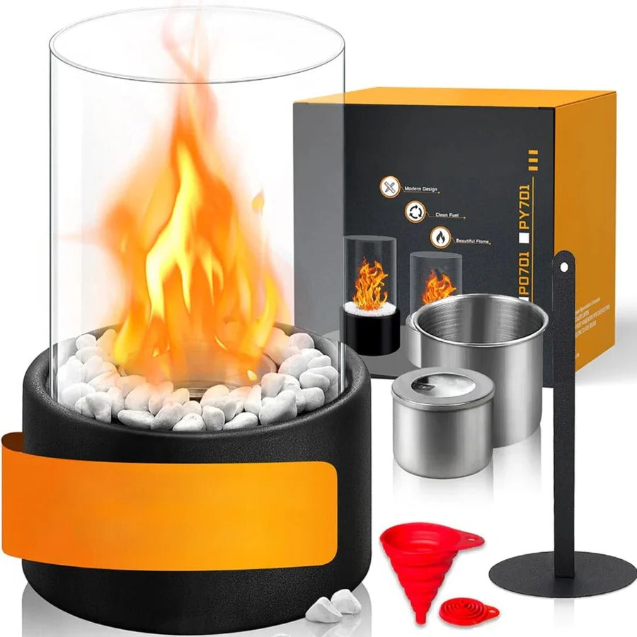 Chic Glass Firebox | Portable Ethanol Fireplace for Any Space
