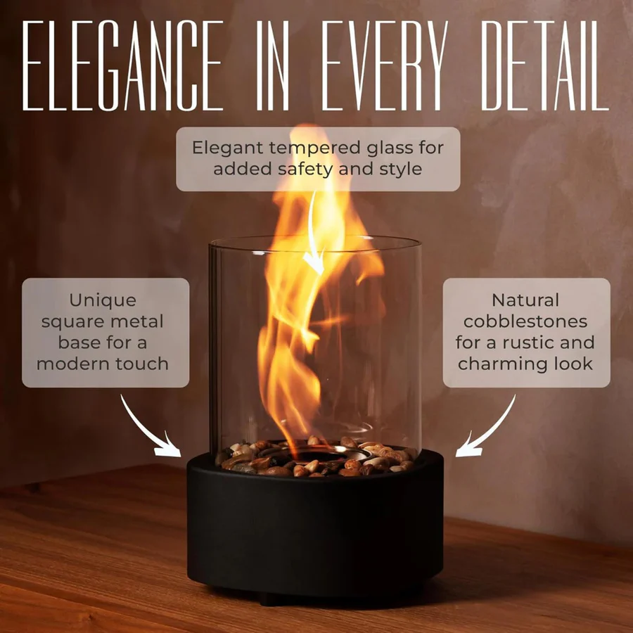 Chic Glass Firebox | Portable Ethanol Fireplace for Any Space