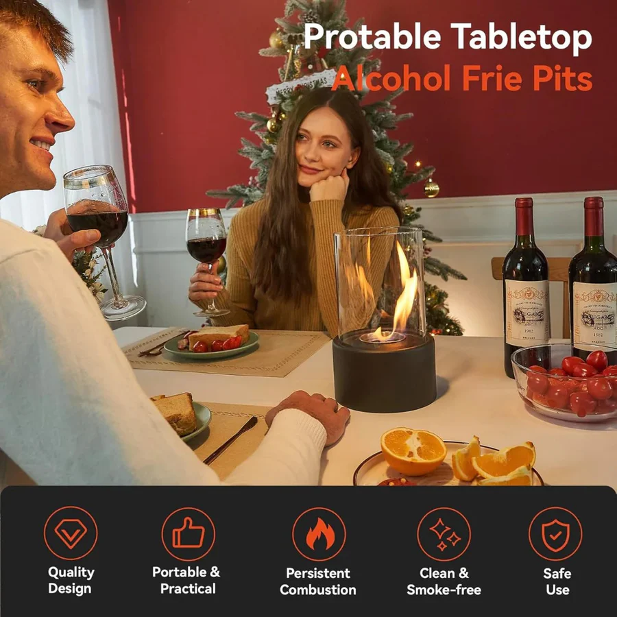Chic Glass Firebox | Portable Ethanol Fireplace for Any Space
