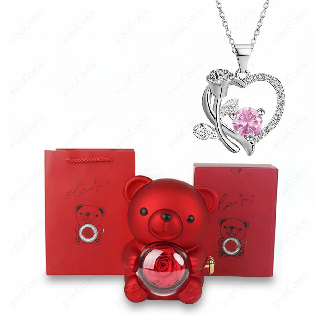 Charming Heart Necklace with Sparkling Zircon & Gift Box