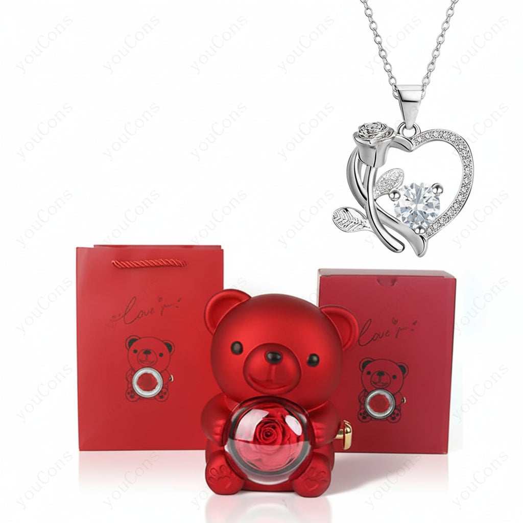 Charming Heart Necklace with Sparkling Zircon & Gift Box