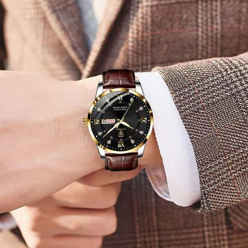 Stylish AquaGuard Men's Timepiece with Luminous Features
