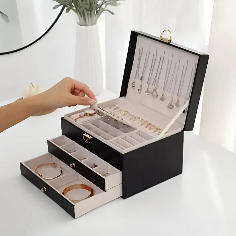 Chic Tiered Jewelry Storage Box with Easy-Access Drawers