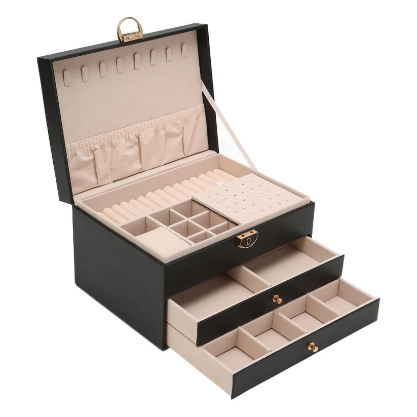 Chic Tiered Jewelry Storage Box with Easy-Access Drawers
