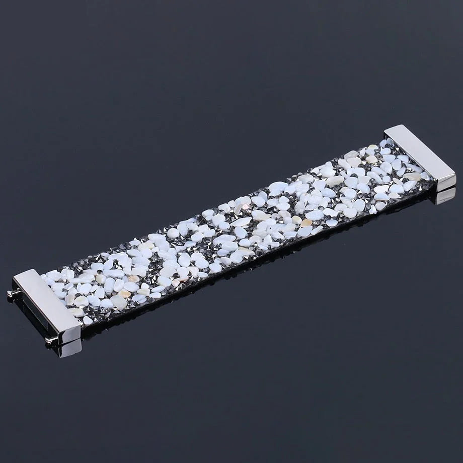 Stylish Artisan Stone Bracelet with Customizable Leather Band