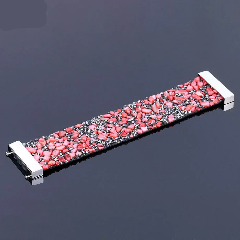 Stylish Artisan Stone Bracelet with Customizable Leather Band