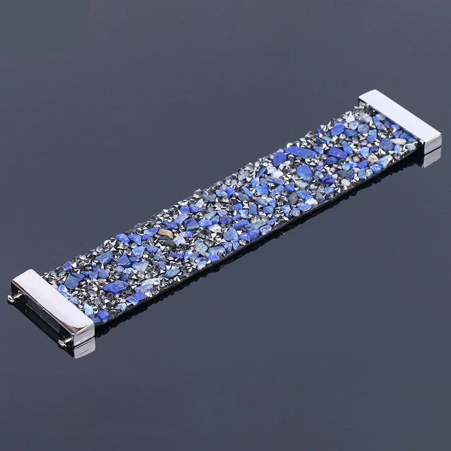 Stylish Artisan Stone Bracelet with Customizable Leather Band