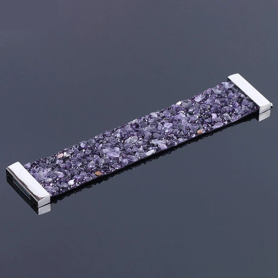 Stylish Artisan Stone Bracelet with Customizable Leather Band
