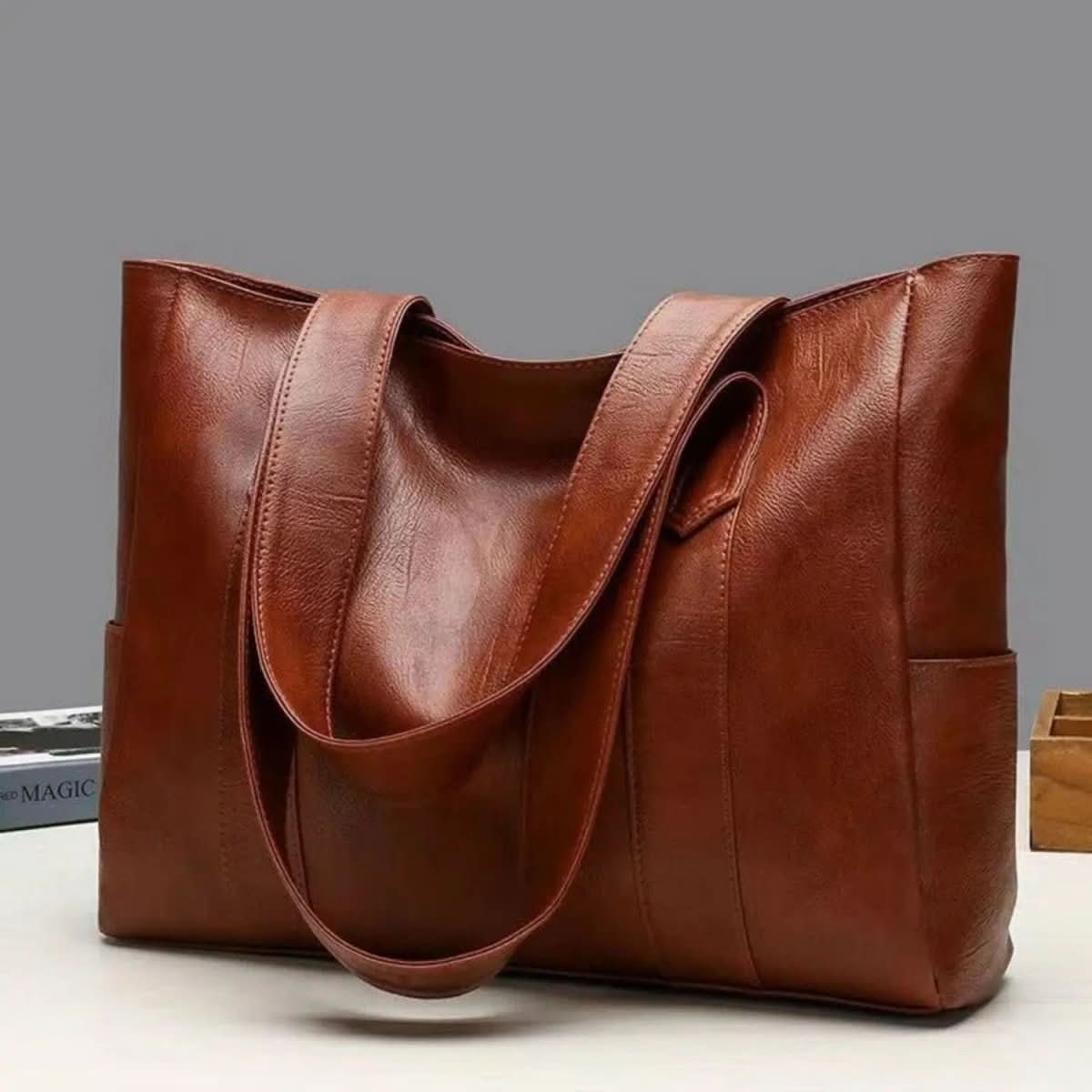 Classic Charm Leather Tote Bag for Daily Adventures