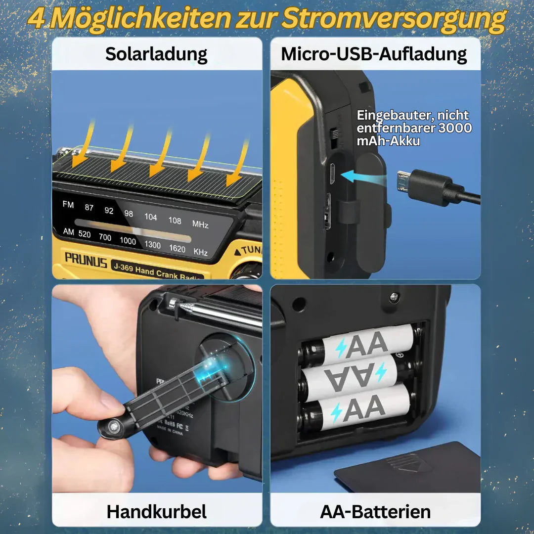 Survival Radio | Portable Dynamo Device with Solar Charging & LED Light | Must-Have Safety Gear for Outdoor Enthusiasts