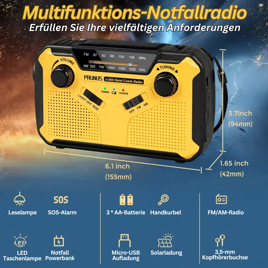 Survival Radio | Portable Dynamo Device with Solar Charging & LED Light | Must-Have Safety Gear for Outdoor Enthusiasts