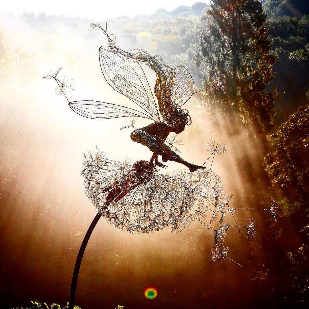 Whimsical Fairy Garden Stakes | Metal Dandelion Decor for Outdoor Charm