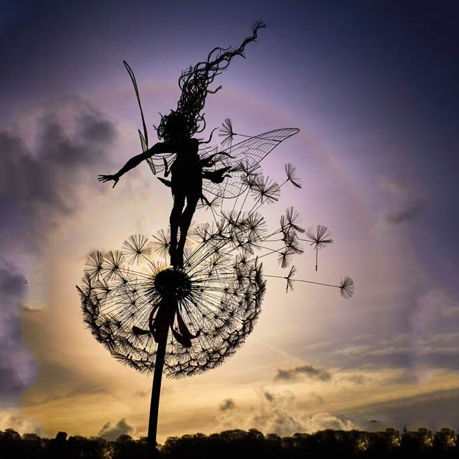 Whimsical Fairy Garden Stakes | Metal Dandelion Decor for Outdoor Charm