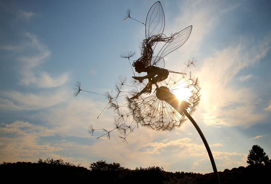 Whimsical Fairy Garden Stakes | Metal Dandelion Decor for Outdoor Charm