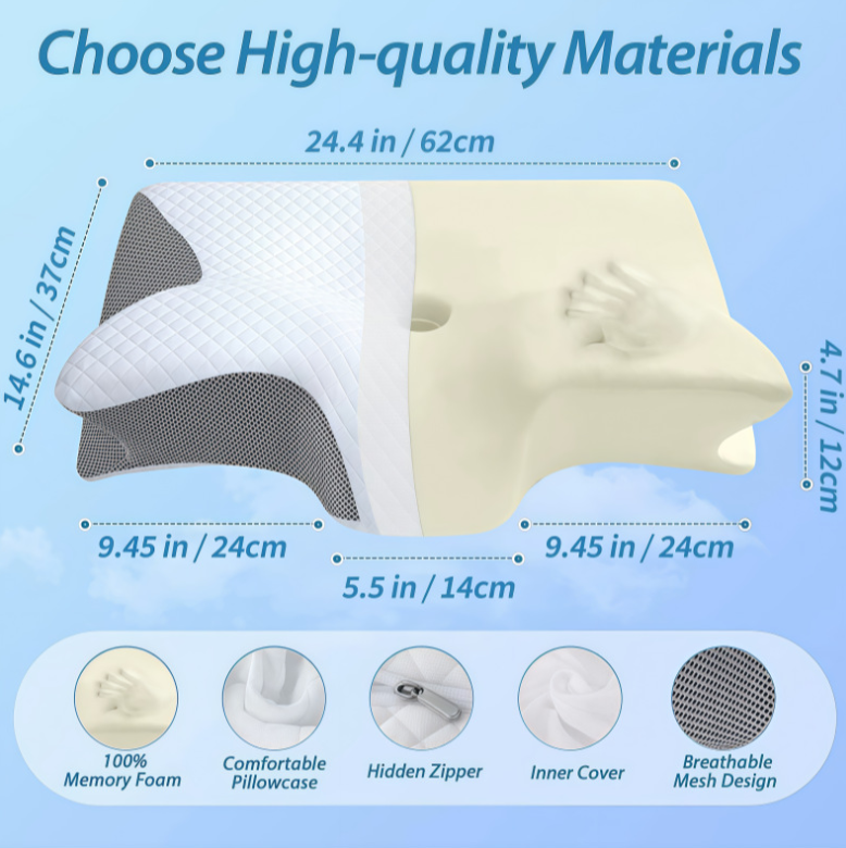 Comfortable Sleep Aid Pillow for Improved Breathing & Rest