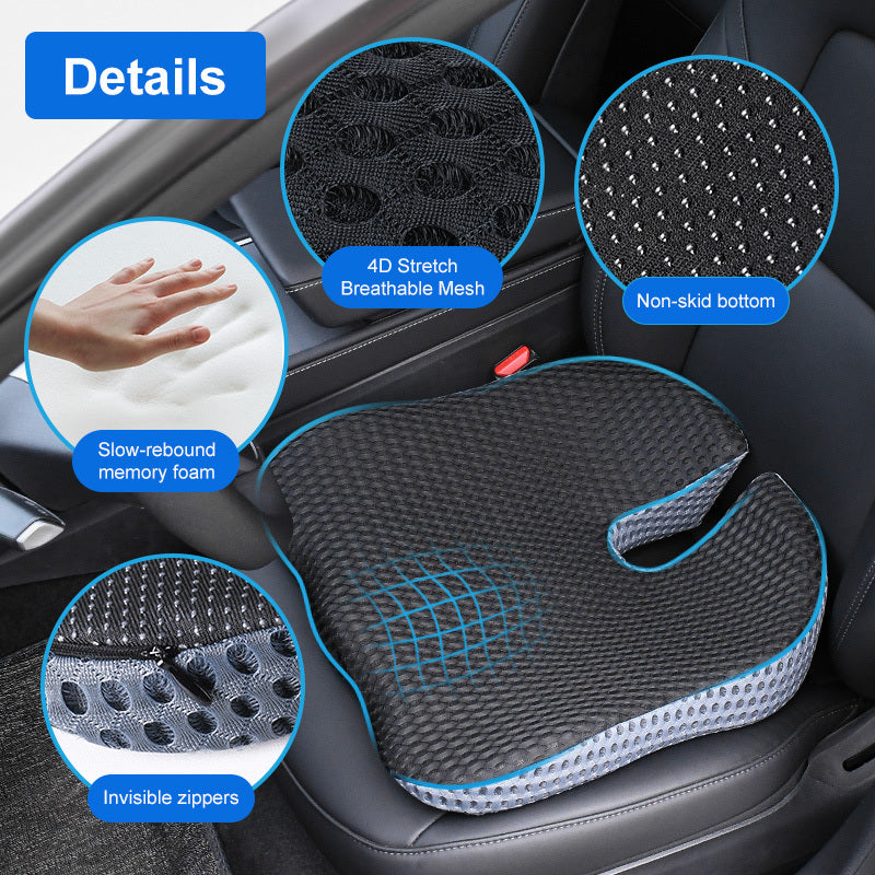 ComfortMax Ergonomic Cushion with Memory Foam & Anti-Slip Base