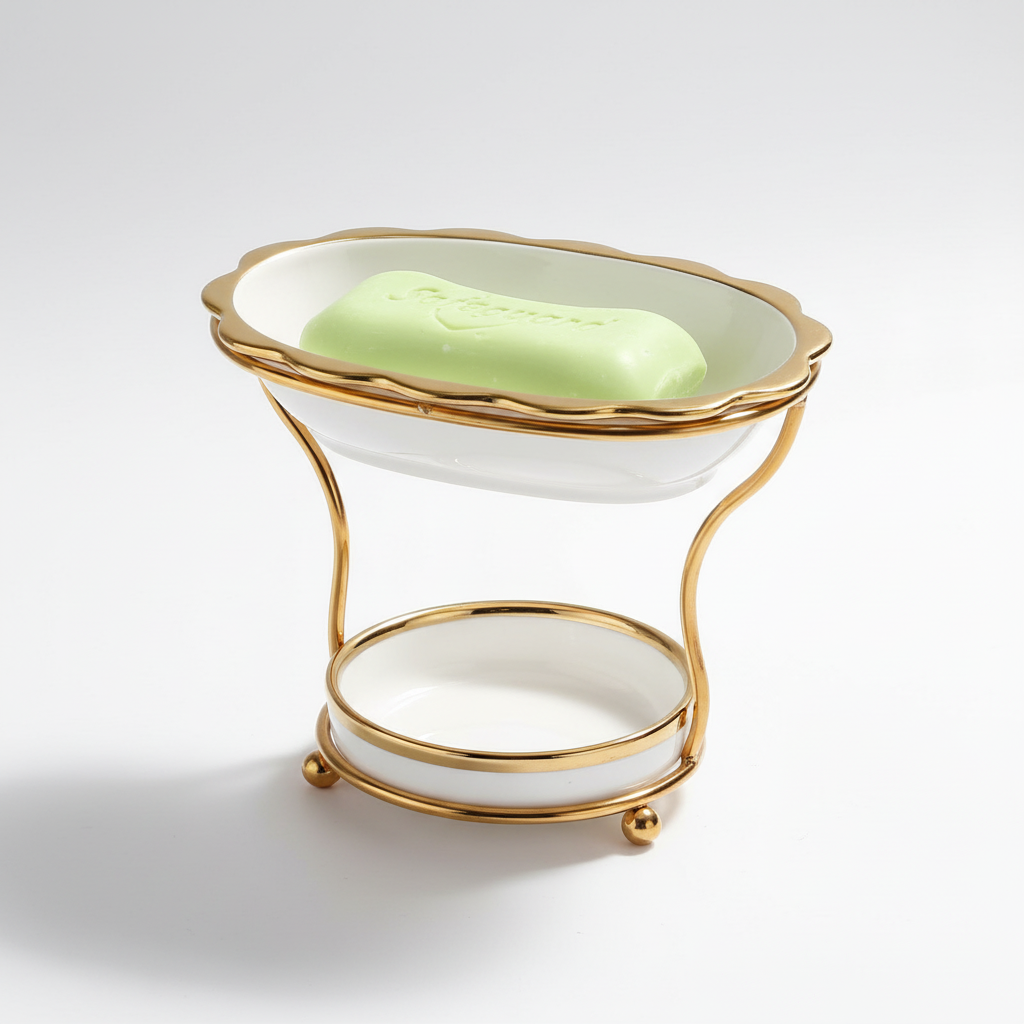 Porcelain Soap Holder with Elevated Design - Drying Stand