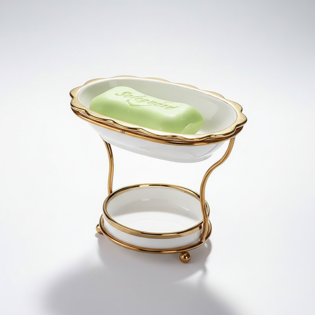 Porcelain Soap Holder with Elevated Design - Drying Stand
