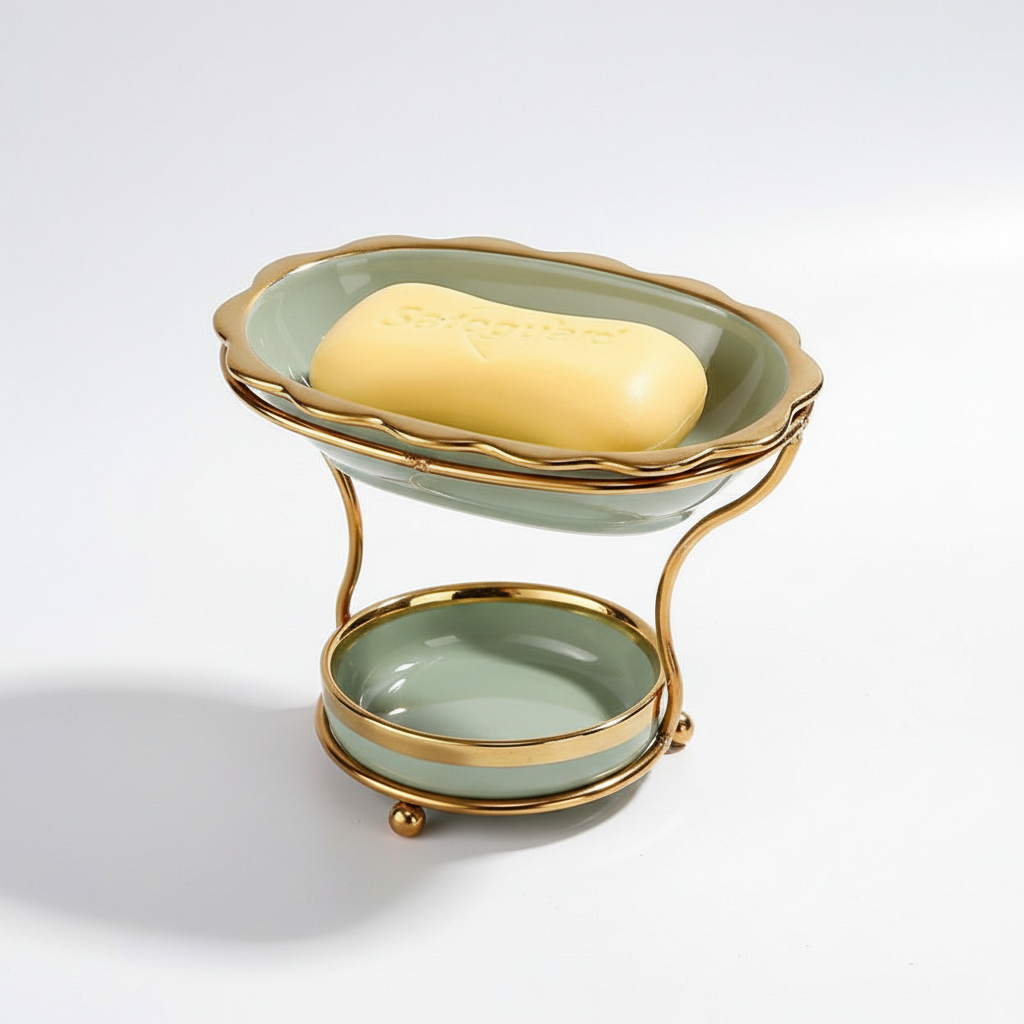 Porcelain Soap Holder with Elevated Design - Drying Stand