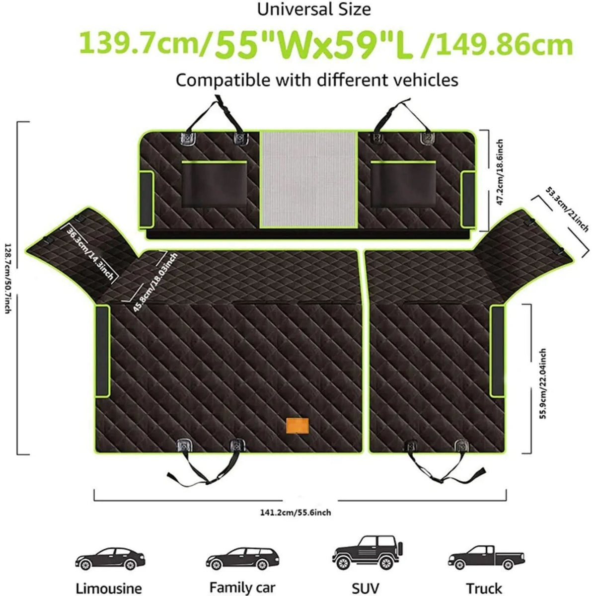 PawSafe 6-in-1 Versatile Dog Car Seat Protector for Travel Comfort