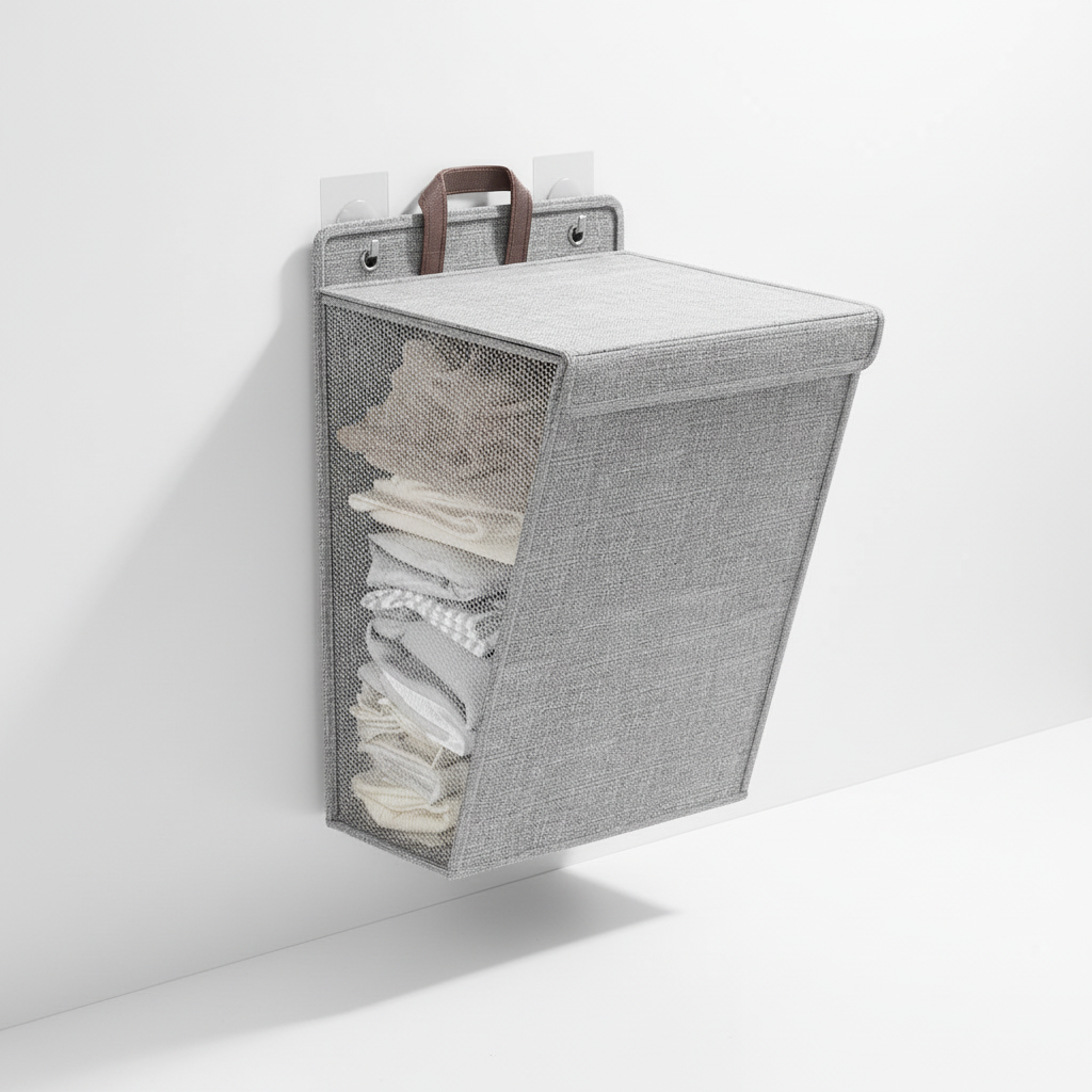 Wall-Mounted Laundry Basket - Foldable Design for Easy Storage