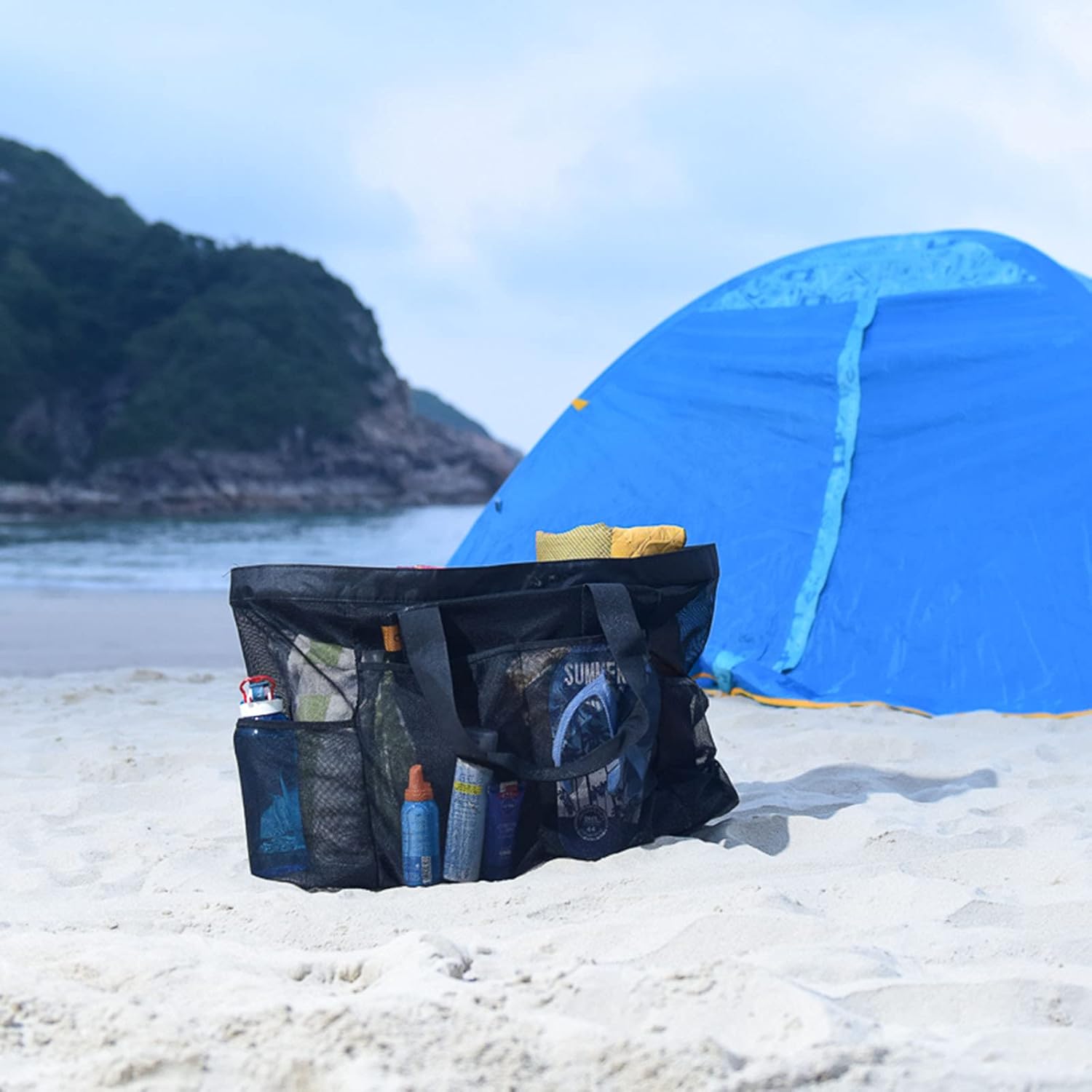 Spacious Family Beach Bag | Ultimate Mesh Organizer with Zipper