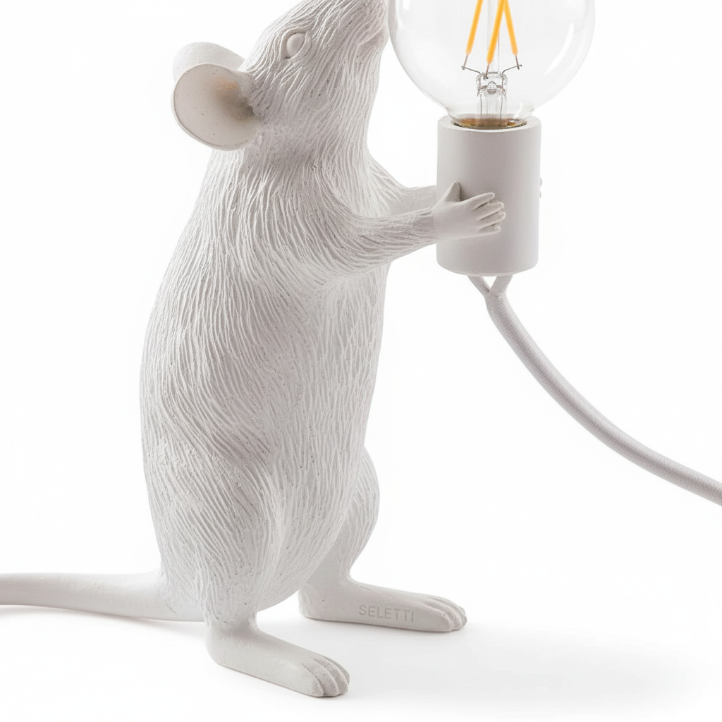 Glow-in-the-Dark Mouse Figure Lamp - Plastic Resin Design