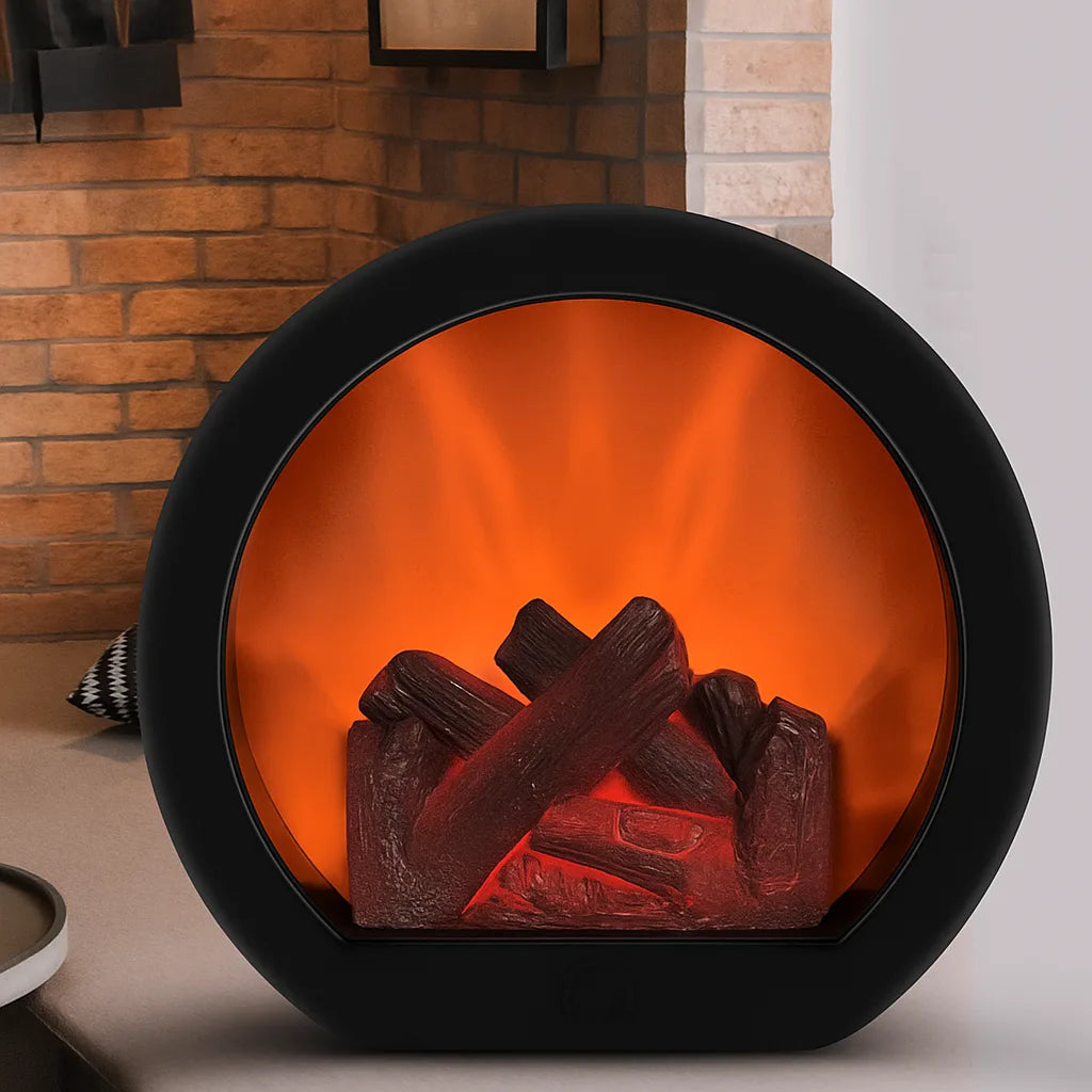CozyGlow LED Flame Effect Table Lamp - USB & Battery Operated