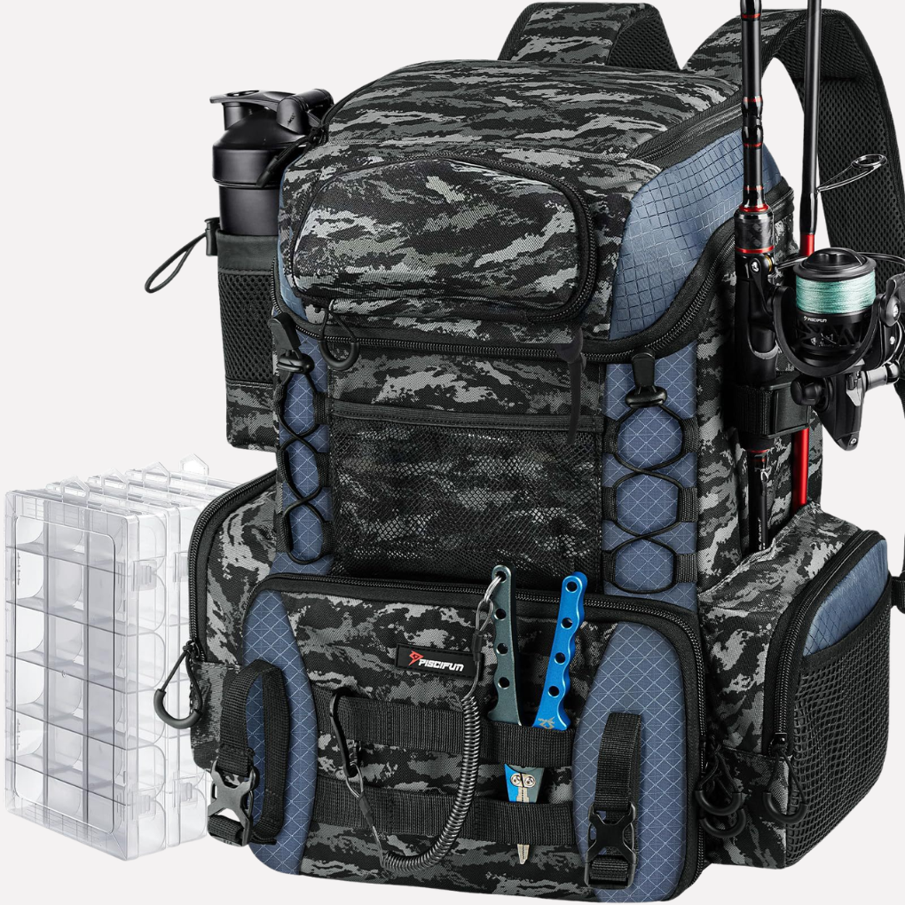 Ultimate Fishing Backpack with Rod Holder & Storage Boxes