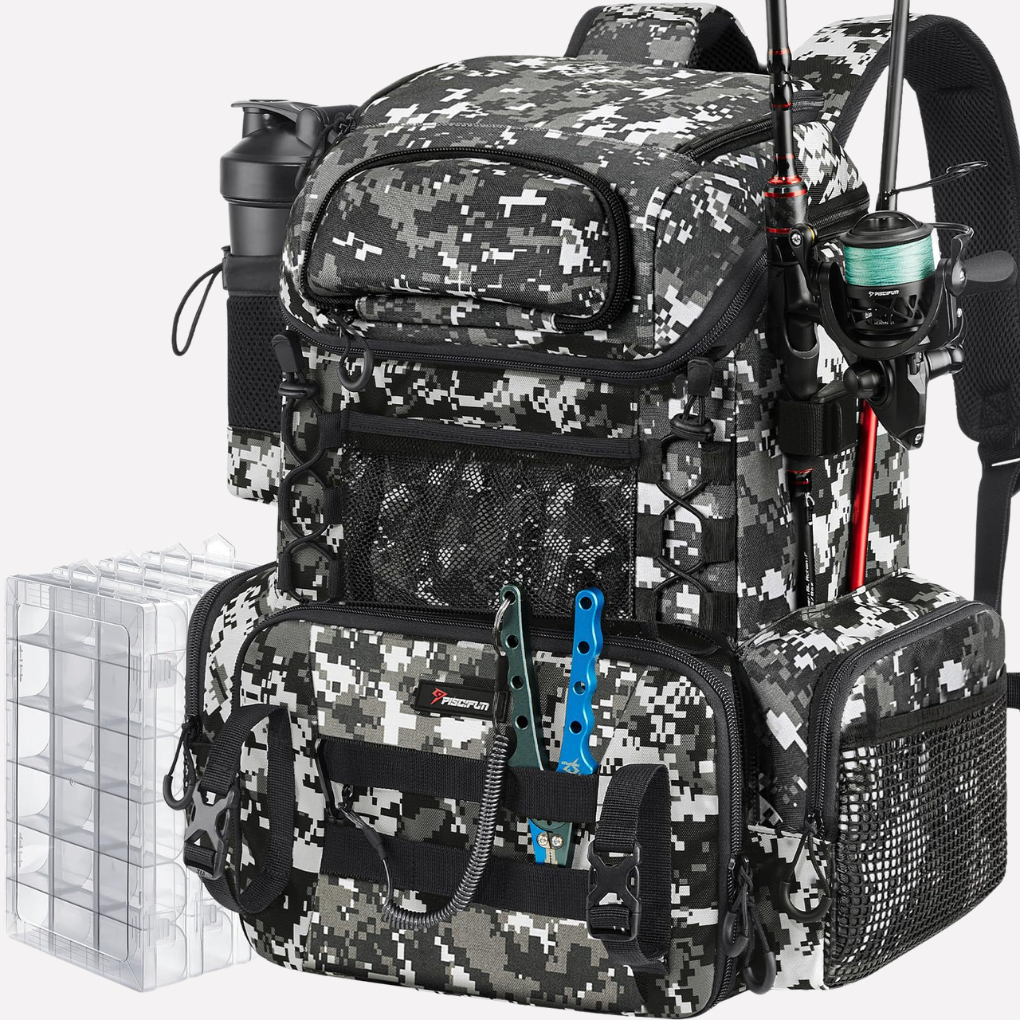 Ultimate Fishing Backpack with Rod Holder & Storage Boxes