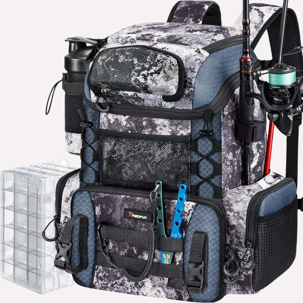 Ultimate Fishing Backpack with Rod Holder & Storage Boxes