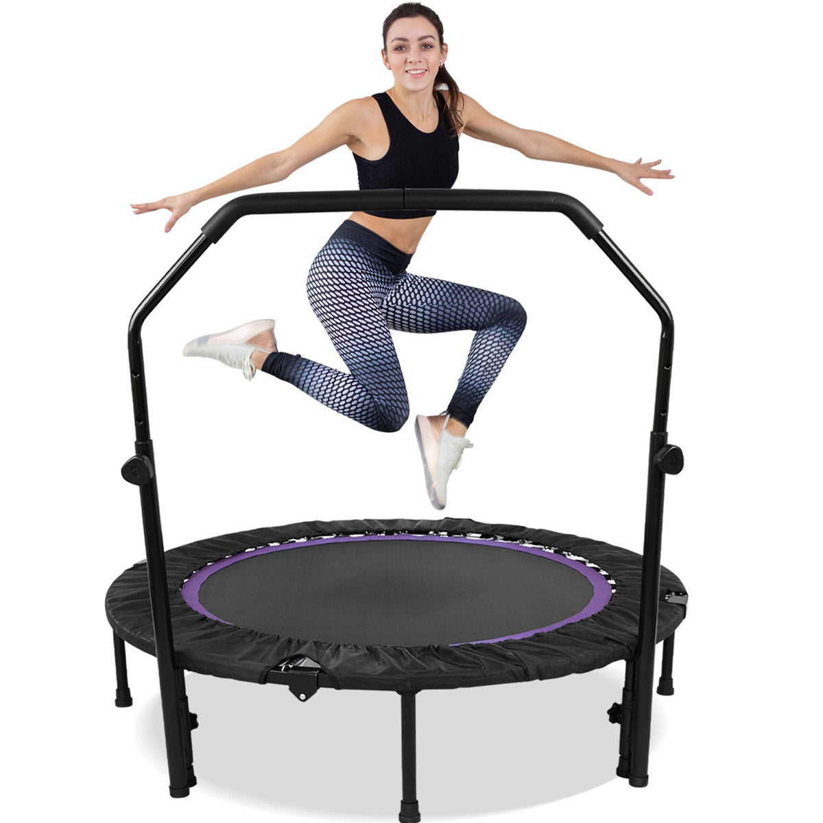 Compact 48-Inch Rebounder Trampoline with Adjustable Grip