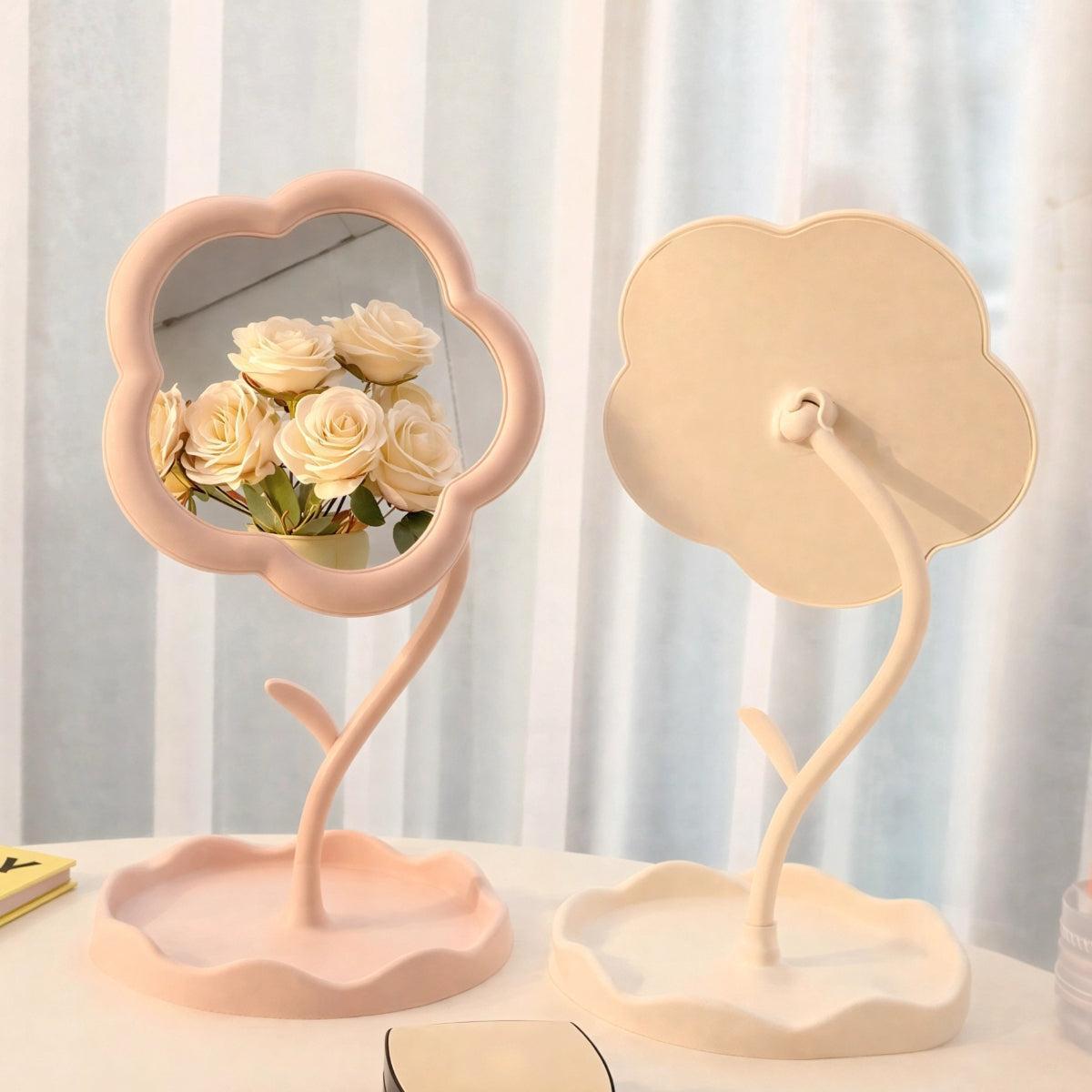 Charming Floral Vanity Mirror with Storage Tray